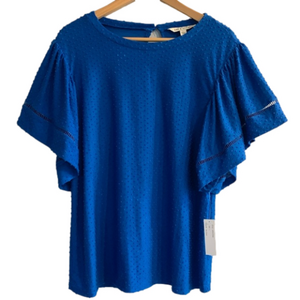 Zac & Rachel Short Sleeves Embossed Polkadot Blouse Size Large NWT